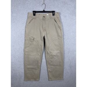 Vintage 90s Levis L2 Pants Mens 34x32 Beige Cargo Baggy Skater Workwear Cotton